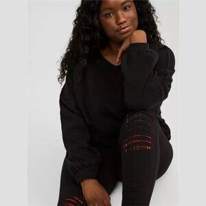 Torrid - Full Length Signature Waist Split Backed Legging in Deep Black & Plaid‌